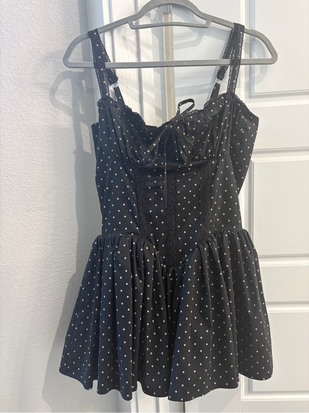 Corset style Black Polka Dot Spaghetti Strap Dress